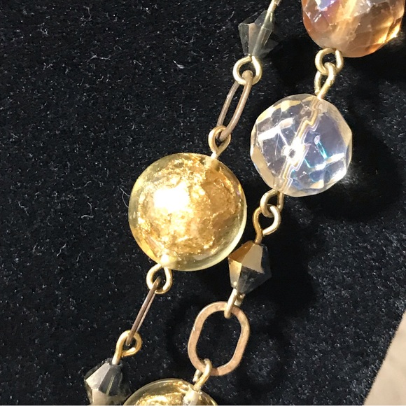 Murano Vintage Italian Gold foil beads, Swarvoski Necklace shiny and fabulous! - Picture 4 of 7